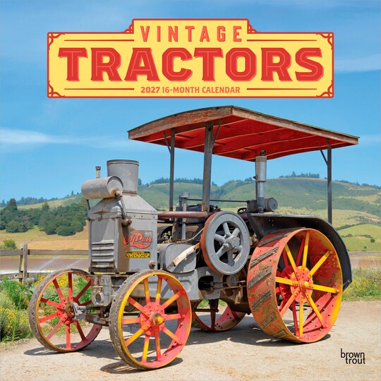 BrownTrout; Vintage Tractors | 2027 12 x 24 Inch (Hanging) Monthly Square Wall Calendar | Plastic-Free; Category:Wall Calendars; Image:1